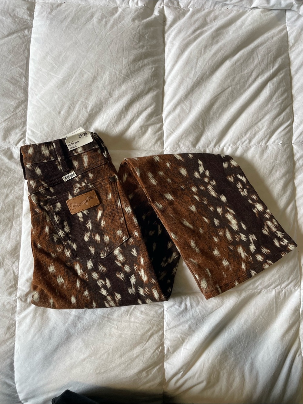 Wrangler Women’s Brown and White Spotted Corduroy Jeans